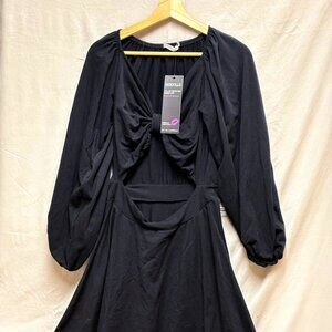 Rebdolls Puff Sleeve Skater Mini Dress 1X NWT Black